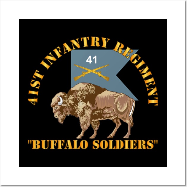 41st Infantry Regiment - Buffalo Soldiers w 41st Inf Guidon Wall Art by twix123844